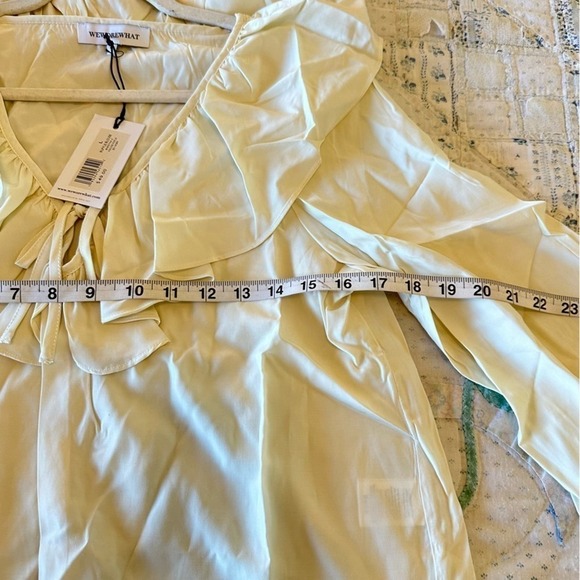 NWT WeWoreWhat boho ruffle peasant sleeve blouse lightweight cream women’s large - Picture 8 of 10